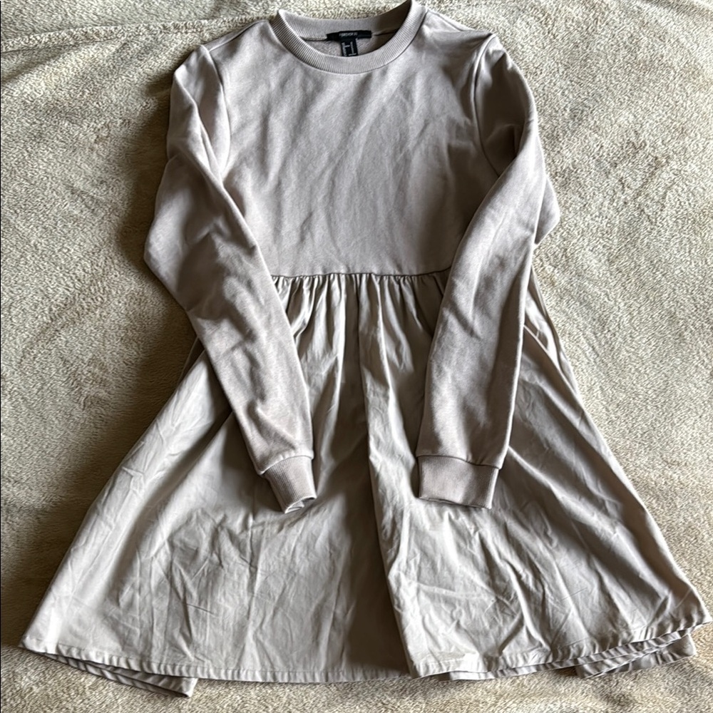 Forever 21 Beige Long Sleeve Babydoll Dress